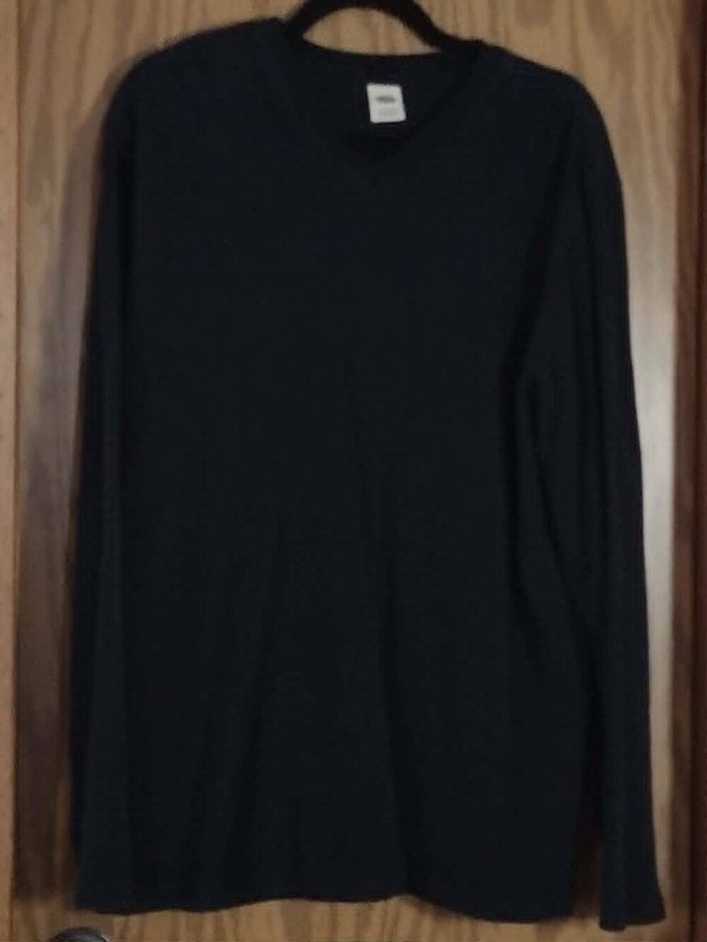 Men's L - Old Navy Black Cotton Long Sleeve V Neck